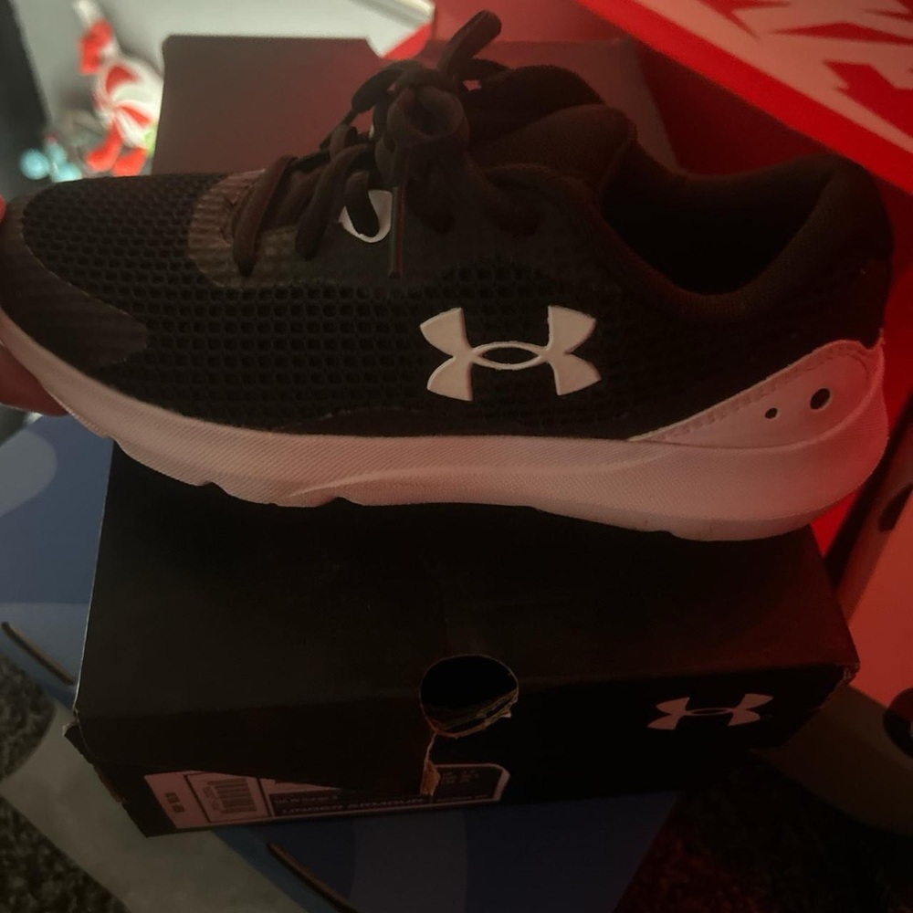 Under Armour Kids Black and White Mesh Athletic Sneakers
